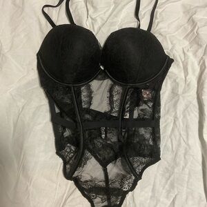 Victoria Secret Black Lace Bodysuit